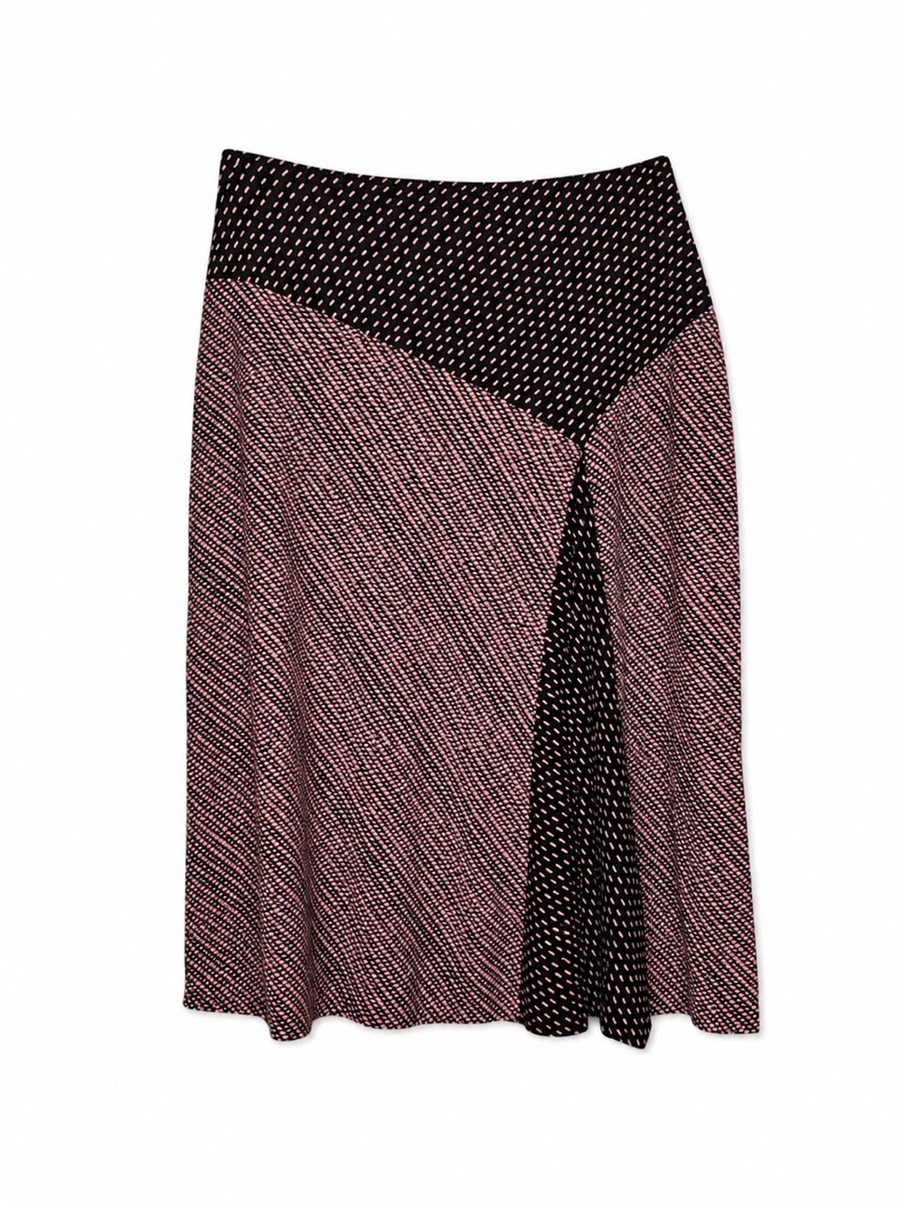 Notations Women’s Small Black Pink Mixed Print Midi Skirt Godet Flowy